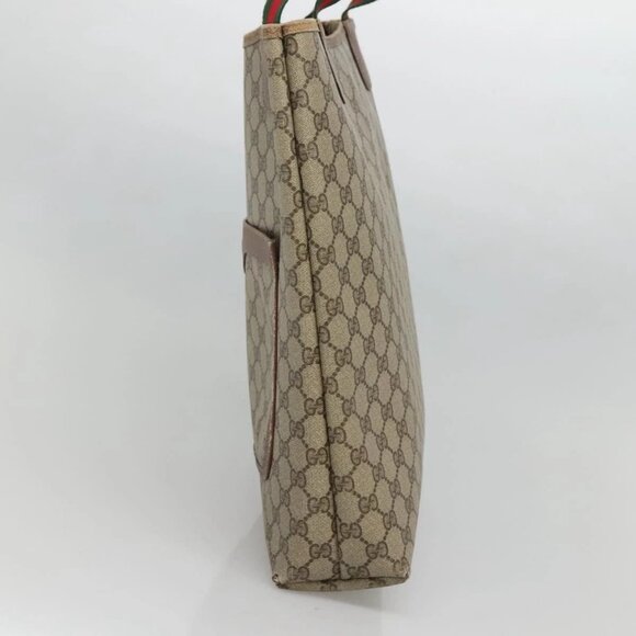 GUCCI GG Supreme Web Sherry Line Tote Bag PVC Beige Gold - Picture 4 of 15
